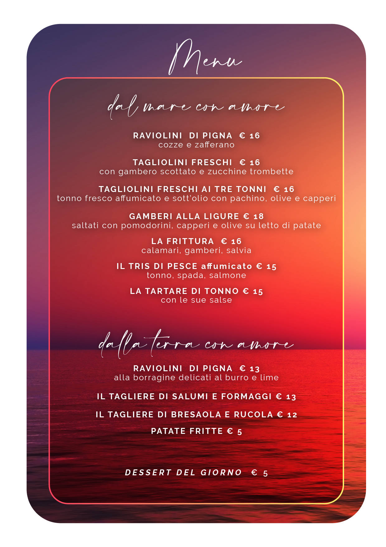 Menu Kursaal Bordighera