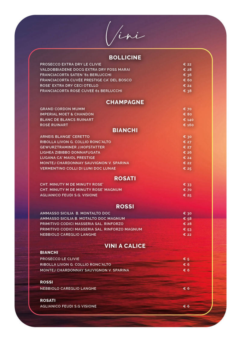 Menu Kursaal Bordighera